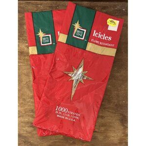 2 Packs Brite Star Icicles Silver Christmas Tree Tinsel 1000 Strands per Box 18"